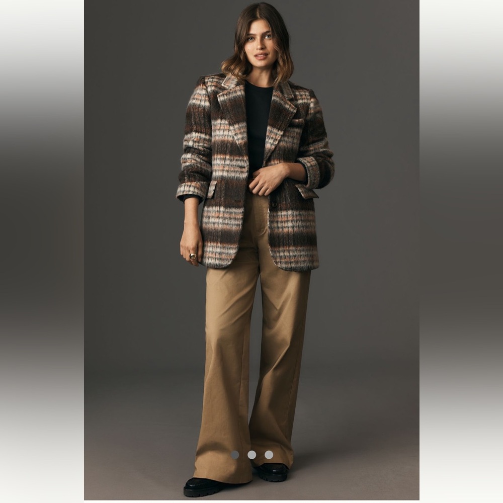Anthropologie NWT Maeve Brushed Plaid Blazer size M.
